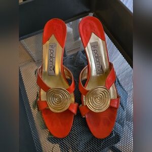 Vintage Orange & Gold Women's Sandals size 7